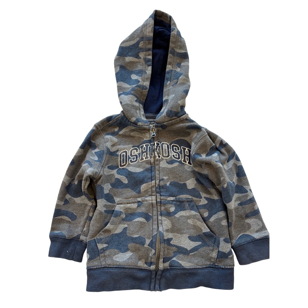 OshKosh B gosh Kids Camouflage Zip Up Hoodie Jacket 18 Months Blue‎ Gray